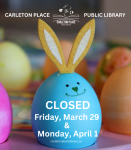 The library will be closed Friday, March 29 and Monday, April 1st.